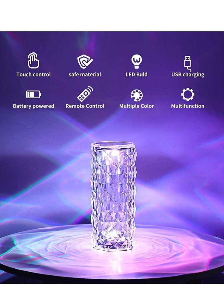 16 Color Changing Rose Crystal Diamond Table Lamp